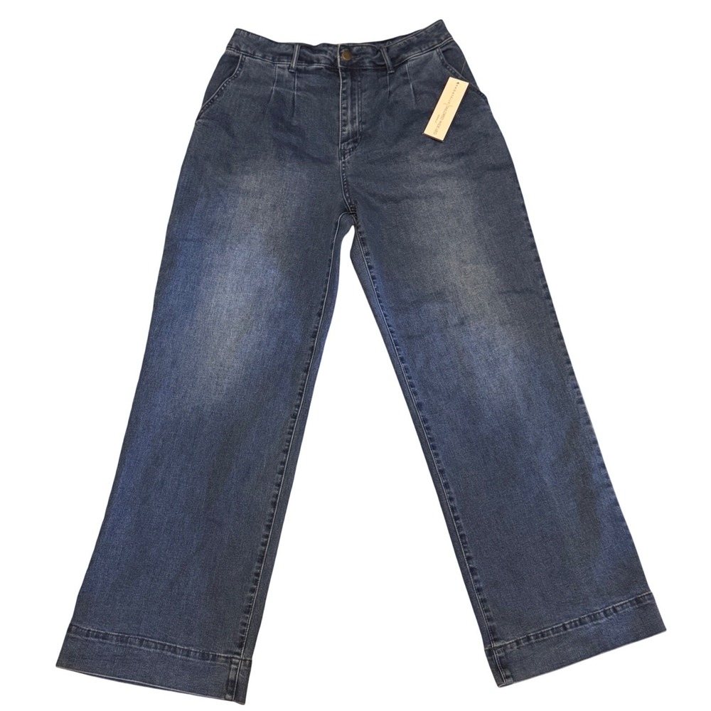 Bagatelle Collection New York Tailored Wide Leg Pleated Jeans Blue Size 29 NWT